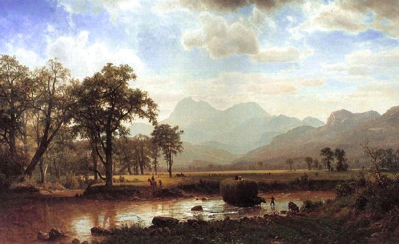 Bierstadt, Albert Haying, Conway Meadows Norge oil painting art